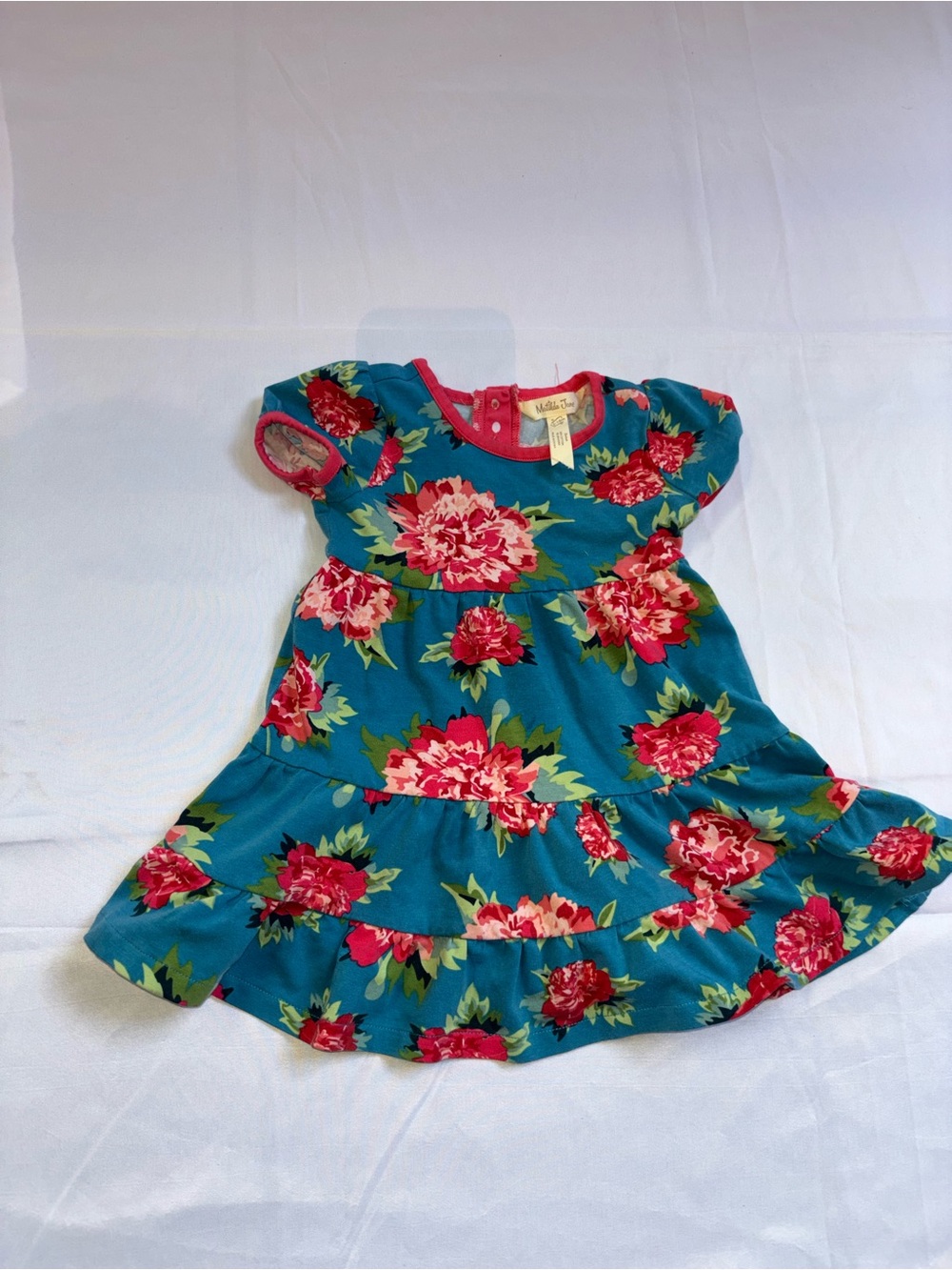 Matilda Jane Teal Dress with Pink Floral Print 12-18 months